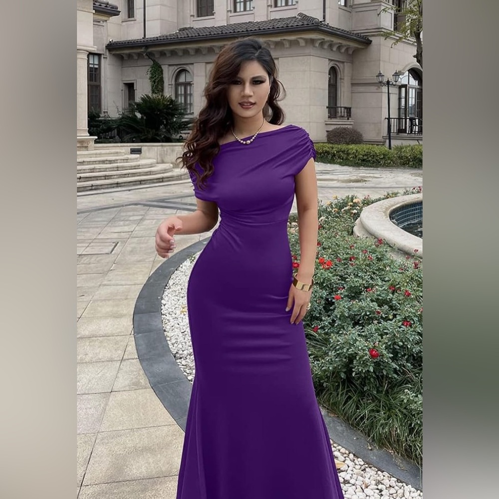 Women's Elegant Sleeveless Off Shoulder Bodycon Long Formal Party Evening Dress